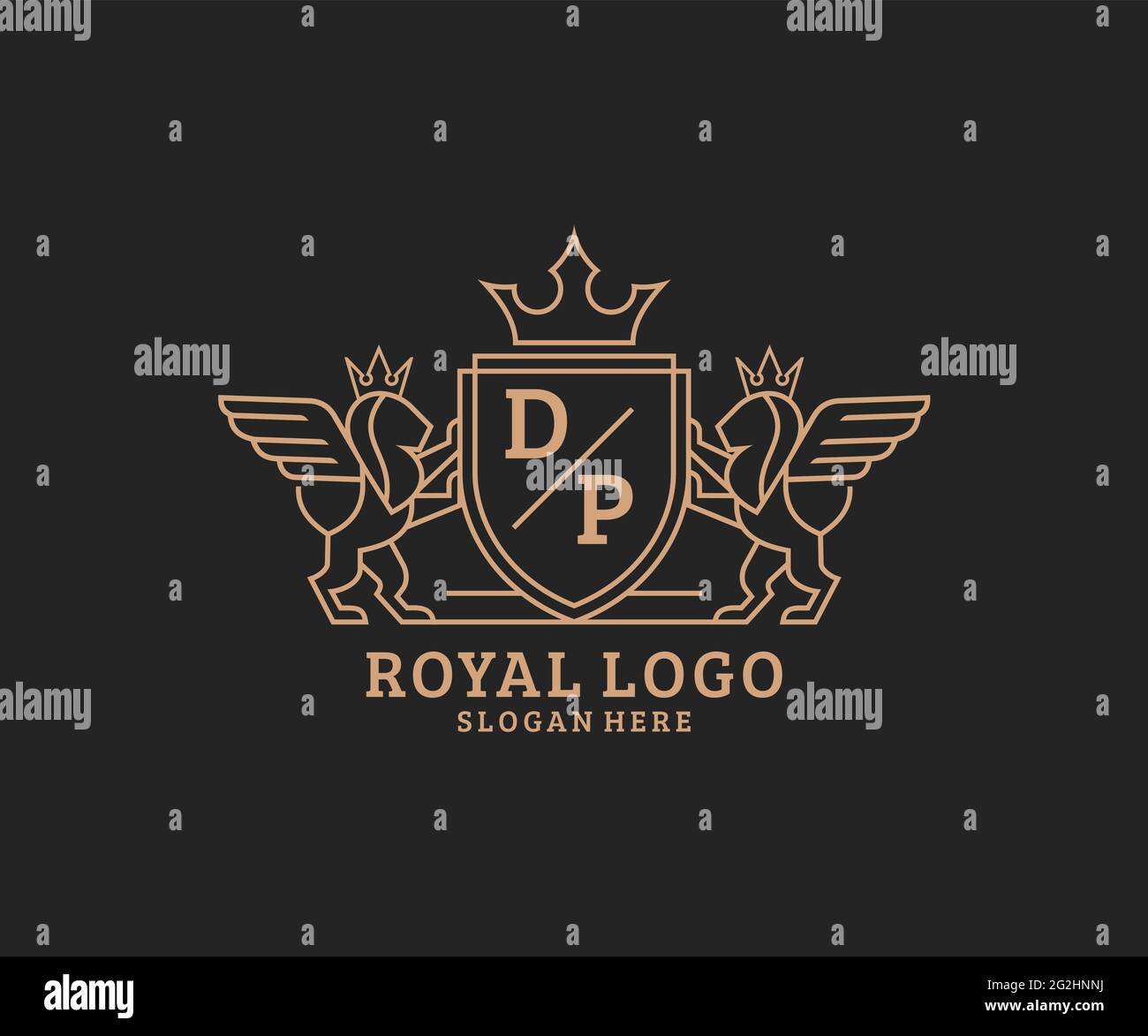 DP Letter Lion Royal Luxury Heraldic,Crest Logo template in vector art ...