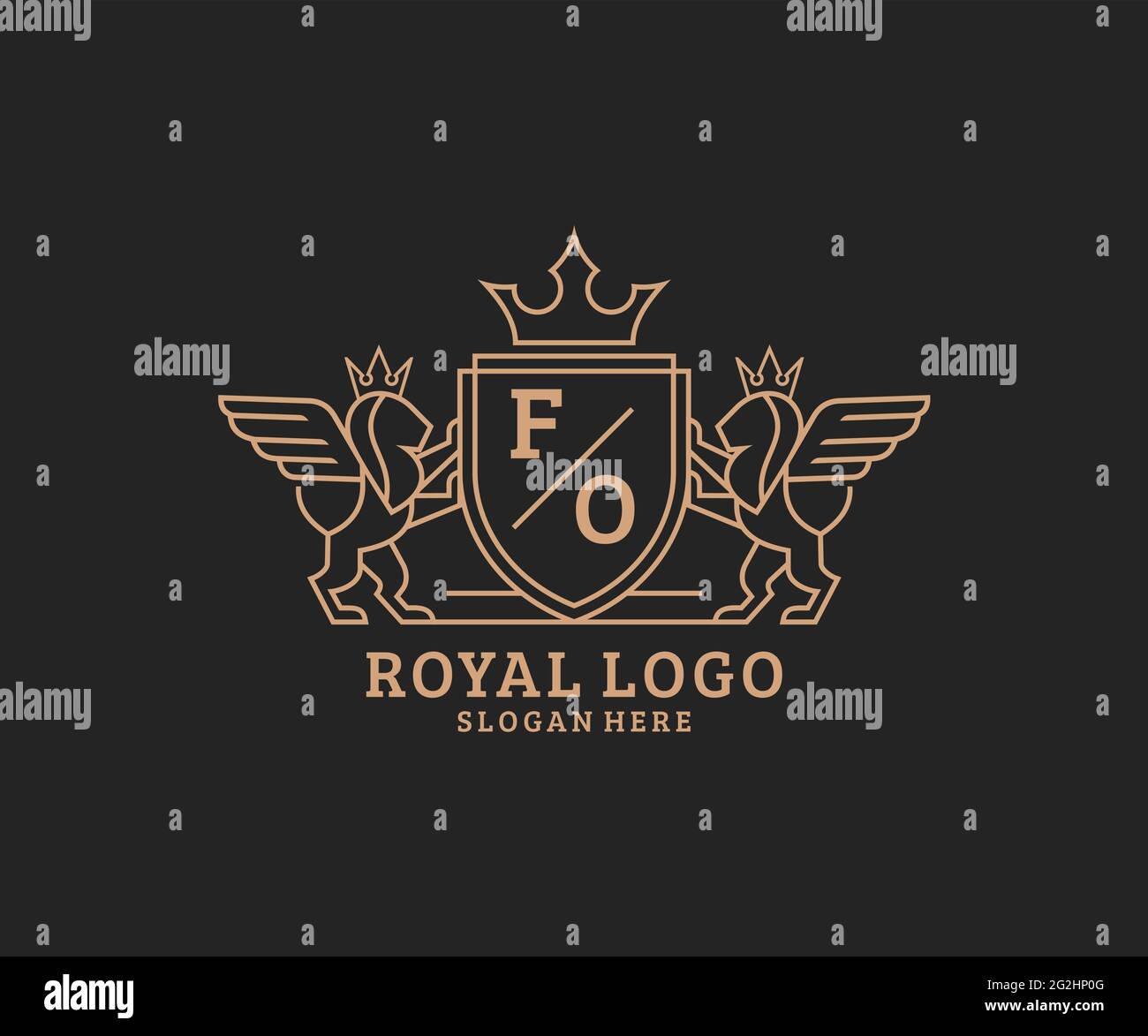 FO Letter Lion Royal Luxury Heraldic,Crest Logo template in vector art ...
