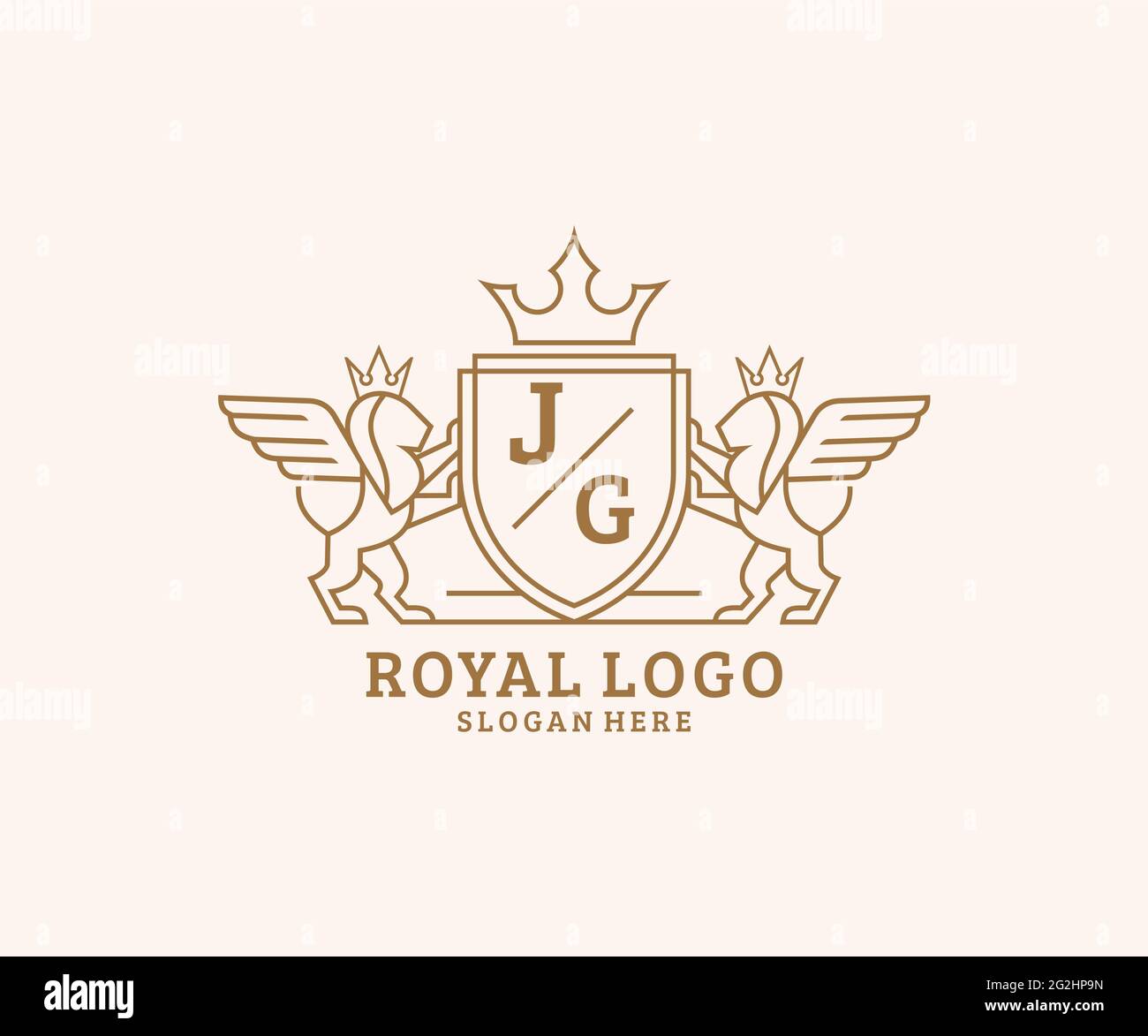 JG Letter Lion Royal Luxury Heraldic,Crest Logo template in vector art ...