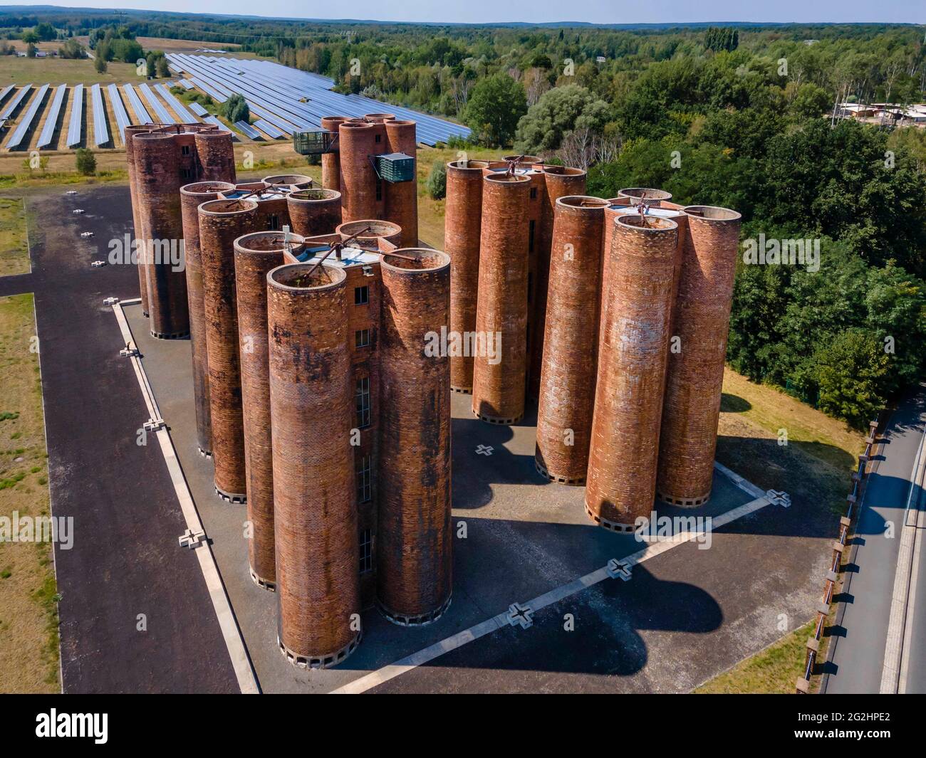 Technical monument in Lauchhammer: Bio towers Stock Photo