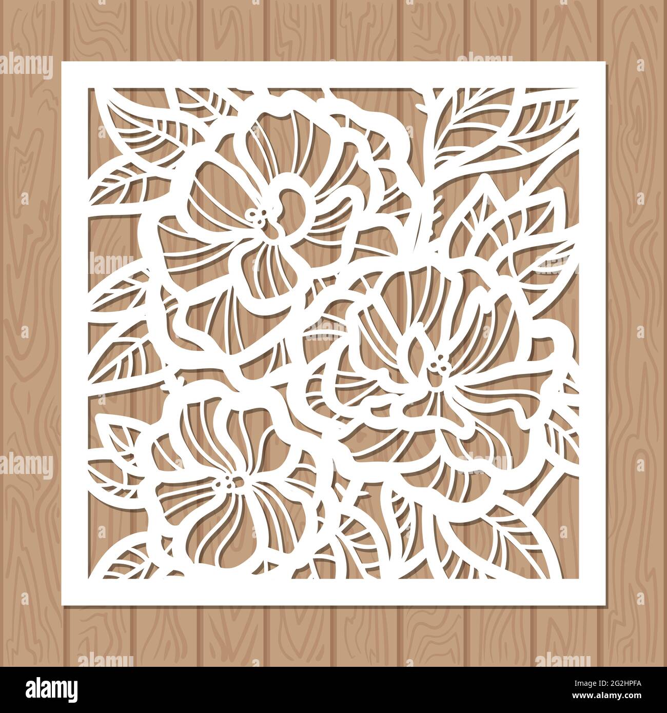 Laser cutting template. Wedding invitations or cards with floral