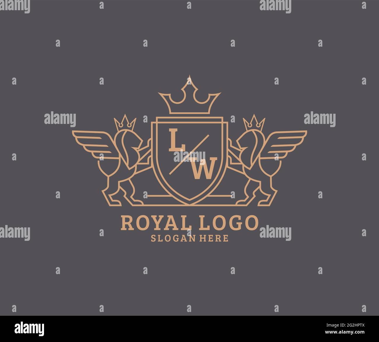 LW Letter Lion Royal Luxury Heraldic,Crest Logo template in vector art ...