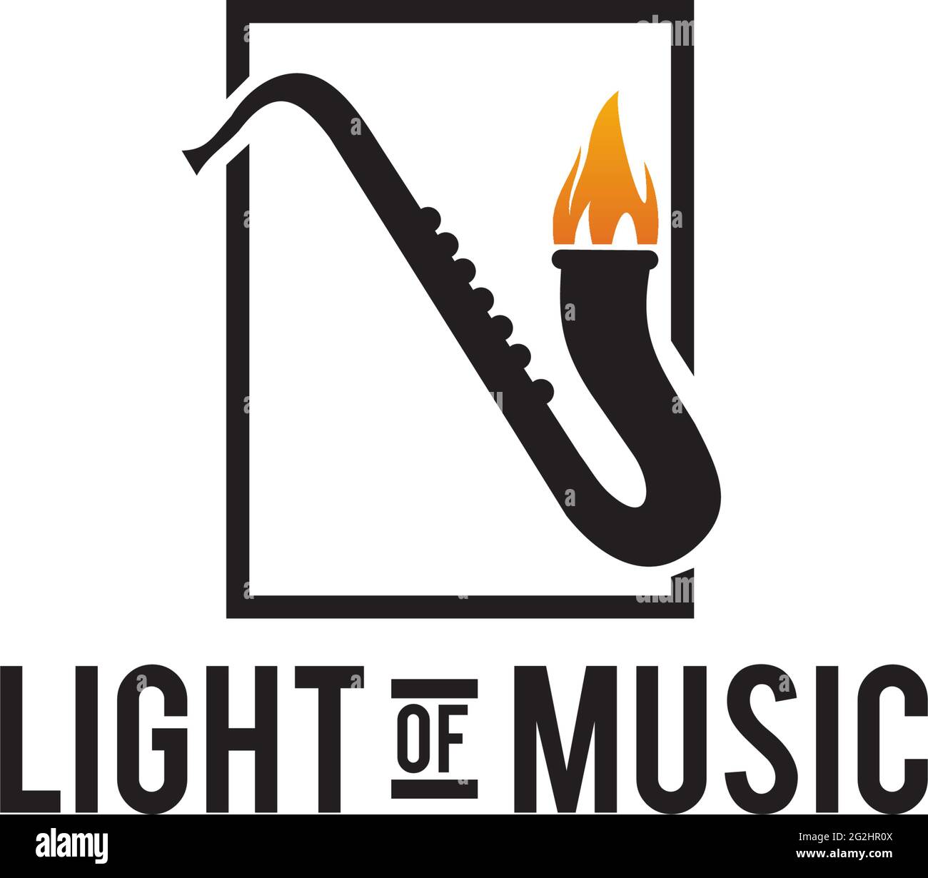 Saxophone fire logo design vector template Stock Vector