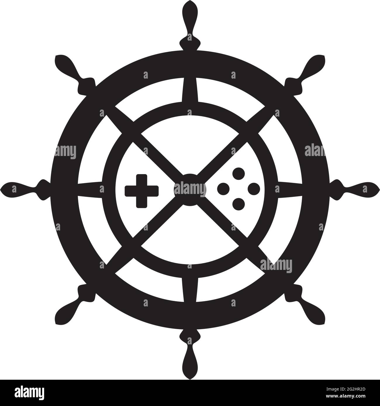 Ship steering game logo design vector template Stock Vector
