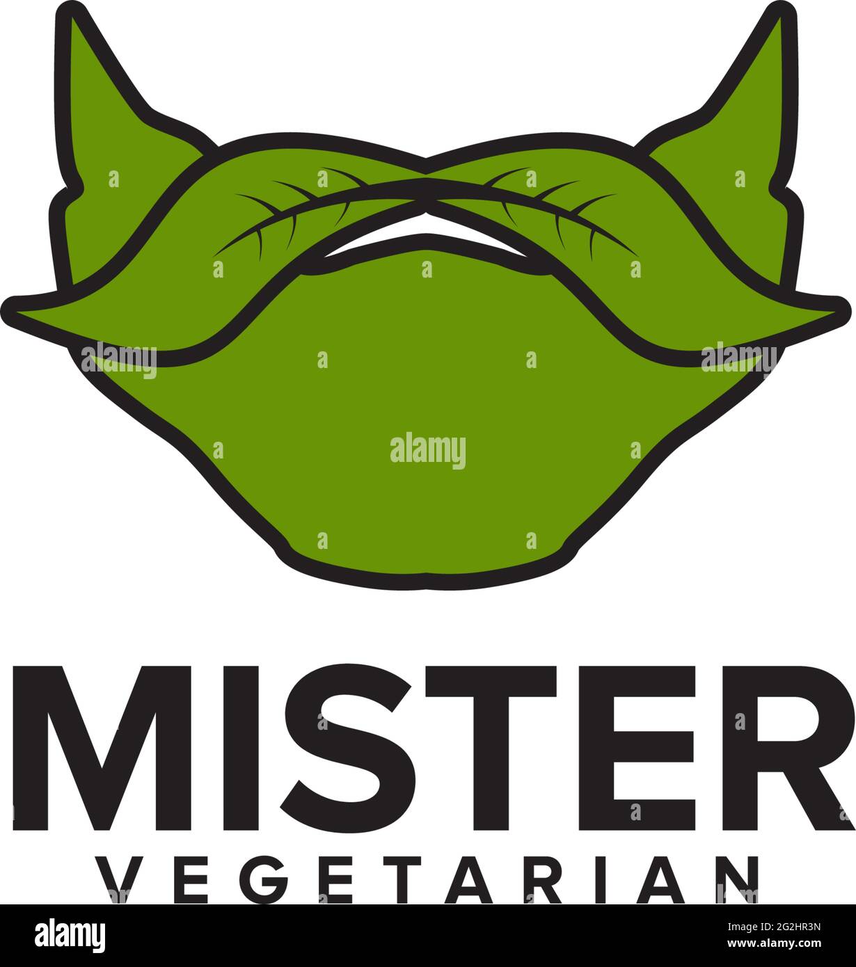 moustache vegetarian logo design vector template Stock Vector