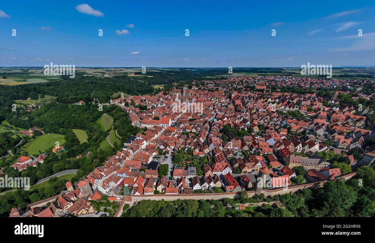 Rothenburg ob der Tauber, the historic old town and the unique location above the Taubertal as well as its half-timbered romanticism represent for many the epitome of medieval Germany Stock Photo