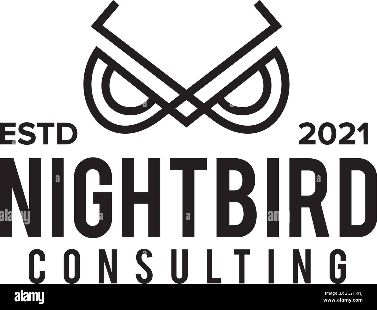 Line owl bird logo design vector template Stock Vector