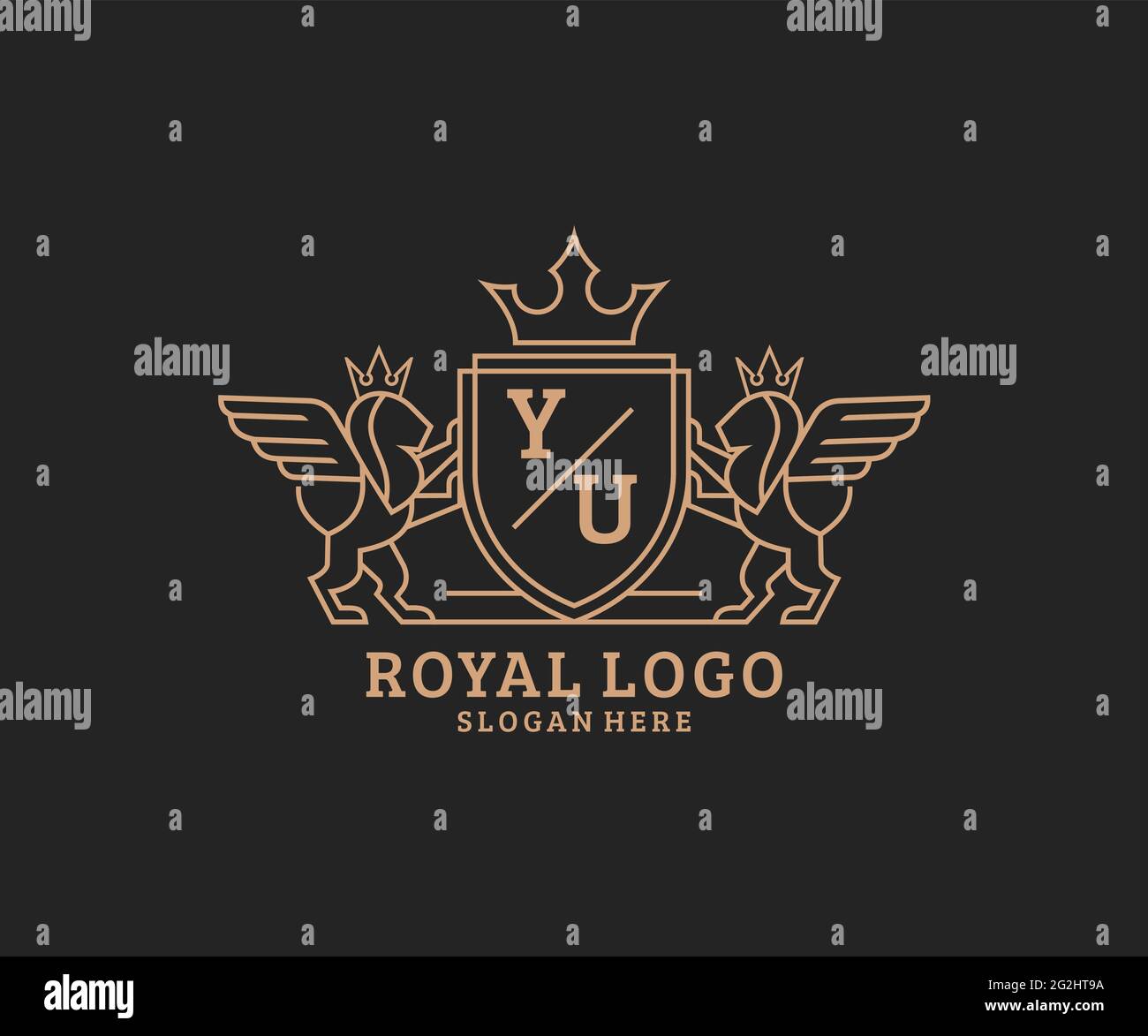 YU Letter Lion Royal Luxury Heraldic,Crest Logo template in vector art ...