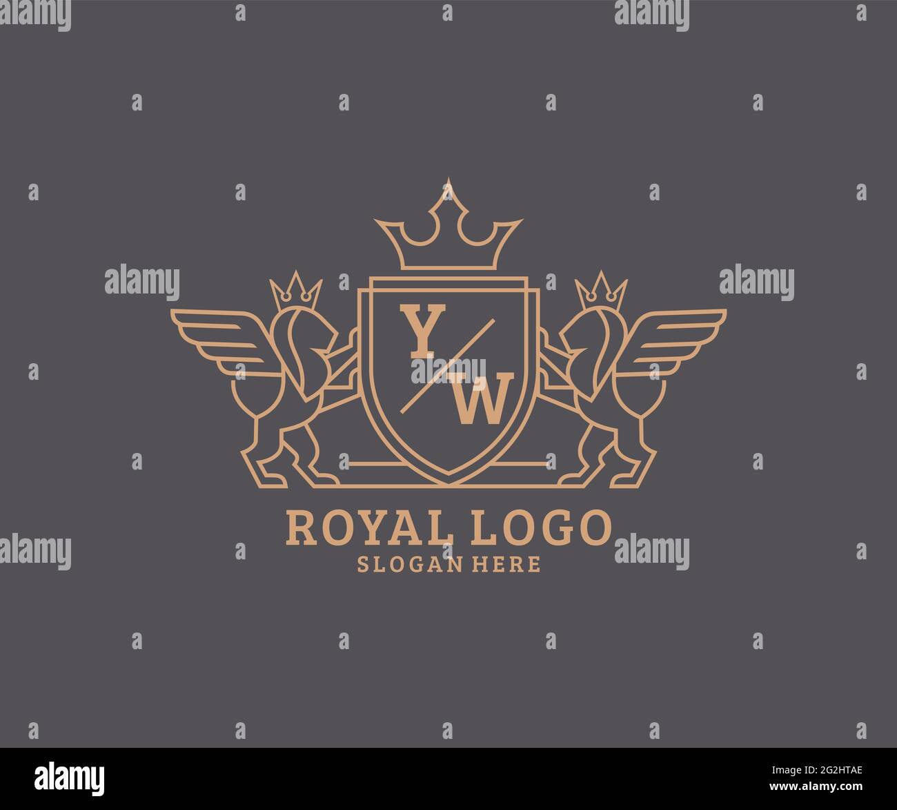 YW Letter Lion Royal Luxury Heraldic,Crest Logo template in vector art ...