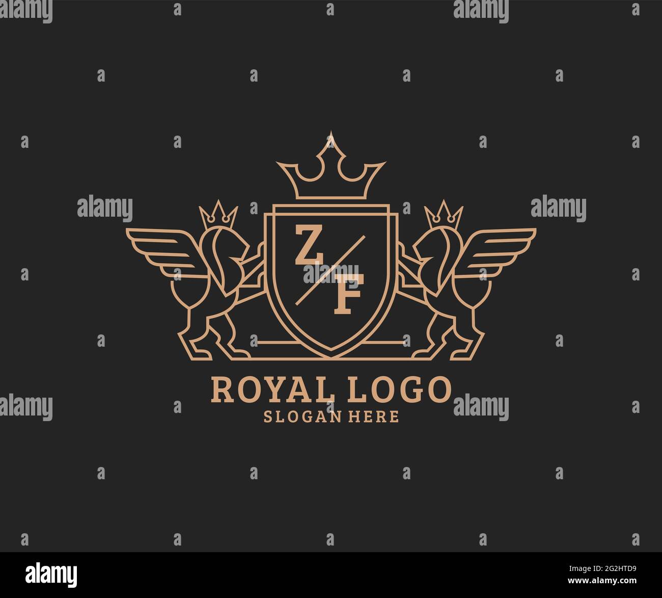 ZF Letter Lion Royal Luxury Heraldic,Crest Logo template in vector art ...