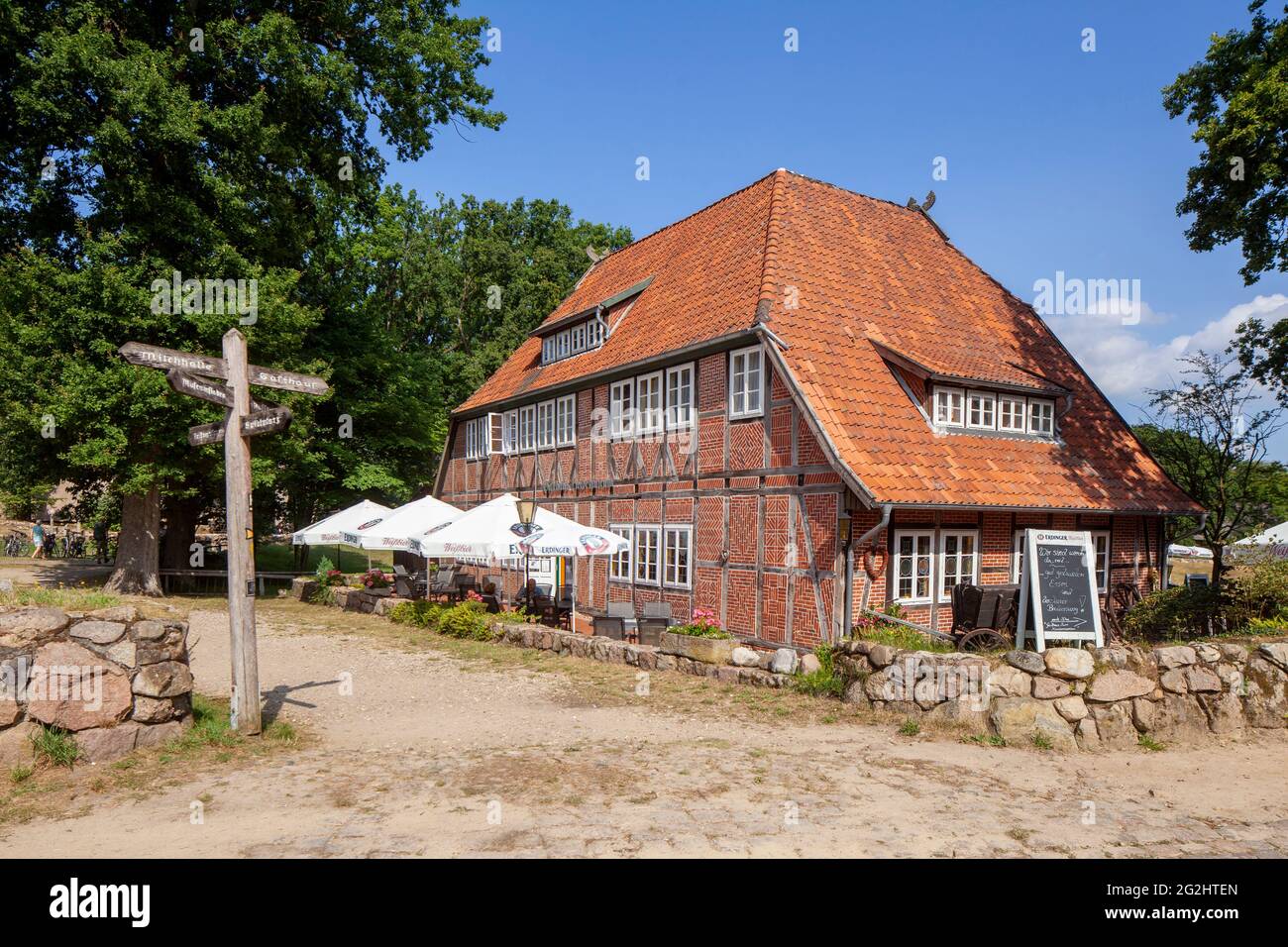 Restaurant, Wilsede, Lueneburg Heath, Lower Saxony, Germany Stock Photo