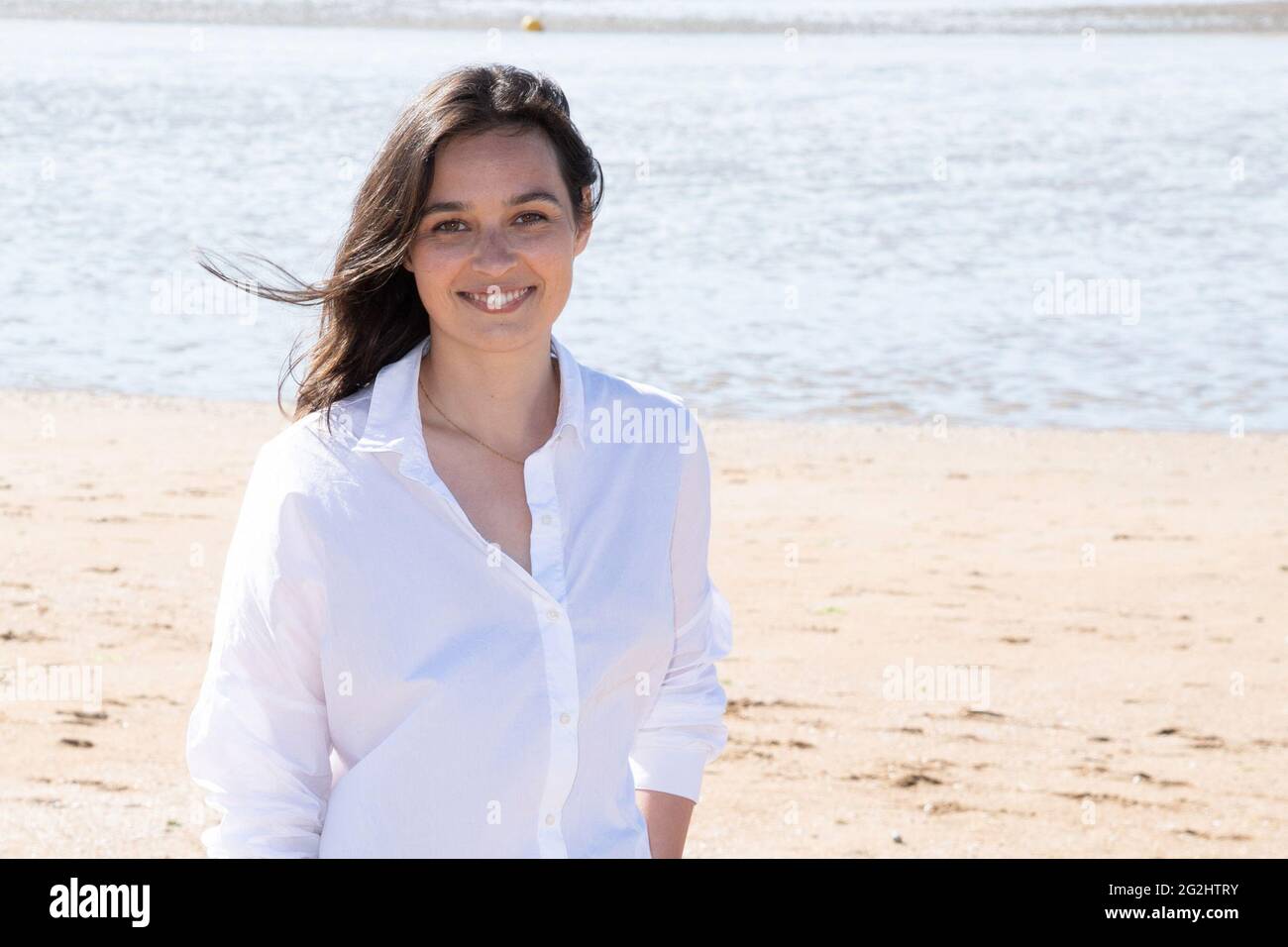 Tiphaine Haas attending the beach Photocall as part of the 35th Cabourg