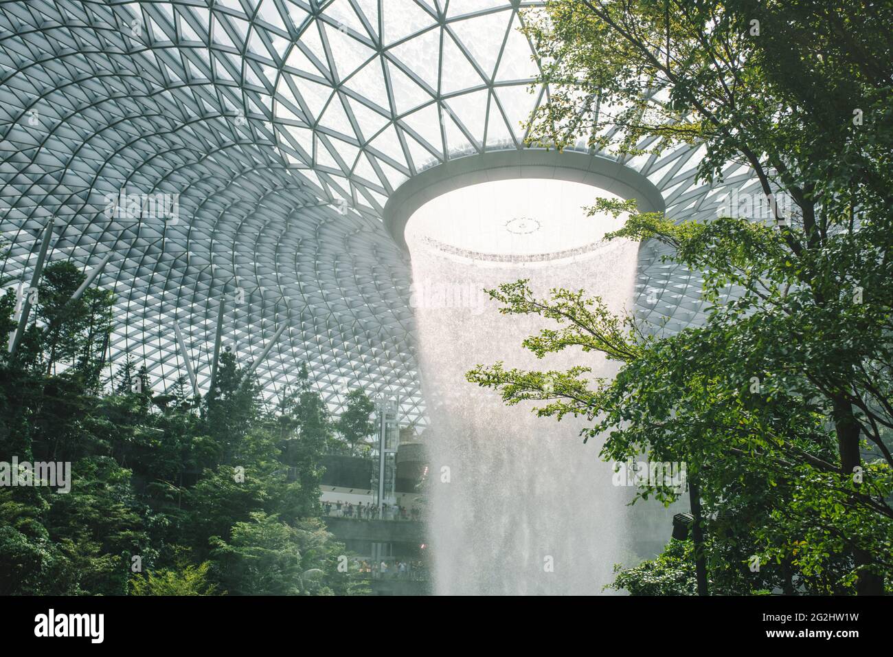 SINGAPORE, June, 2019: Jewel Changi airport, Singapore. The world's tallest indoor water fall. Stock Photo