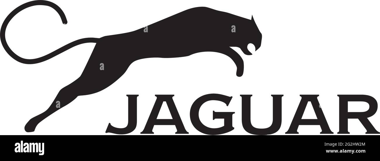 Black jaguar running logo design vector template Stock Vector