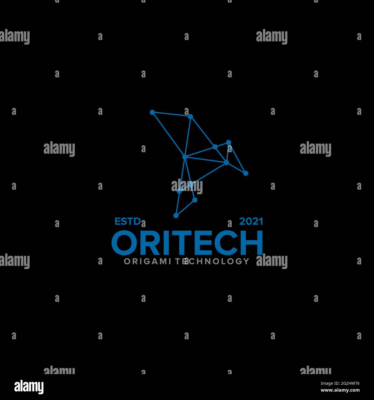 Origami bird technology logo design vector template Stock Vector