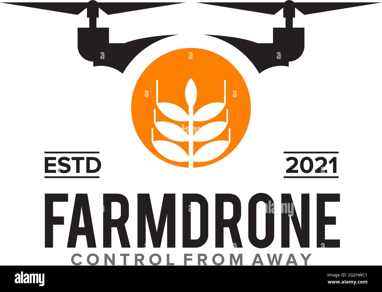 Farm drone logo design vector template Stock Vector