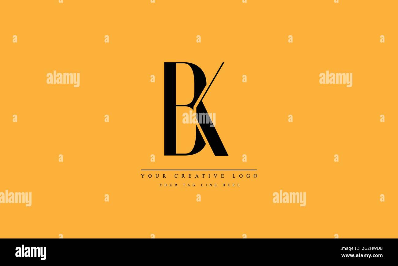 Letter Logo Design with Creative Modern Trendy Typography BK KB Stock Vector