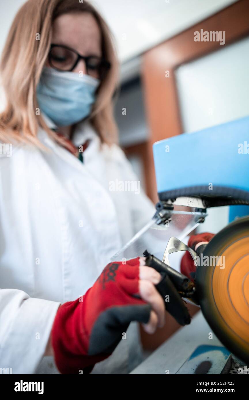 Marl, Germany. 08th June, 2021. The individual plates of the trophy are polished to a high shine