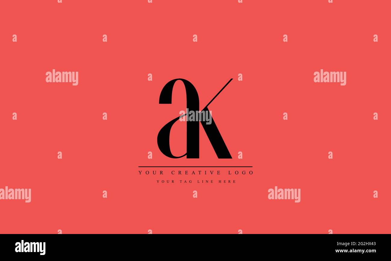 Letter Logo Design with Creative Modern Trendy Typography ak ka Stock Vector