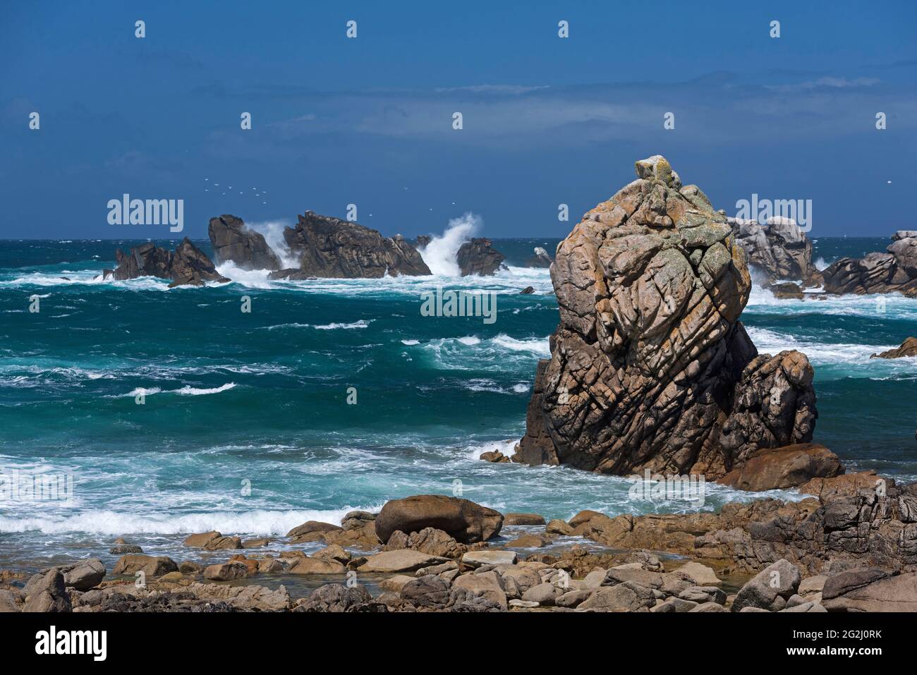 Rocks at Pointe de Pern, Île d´Ouessant, France, Brittany, Finistère department Stock Photo