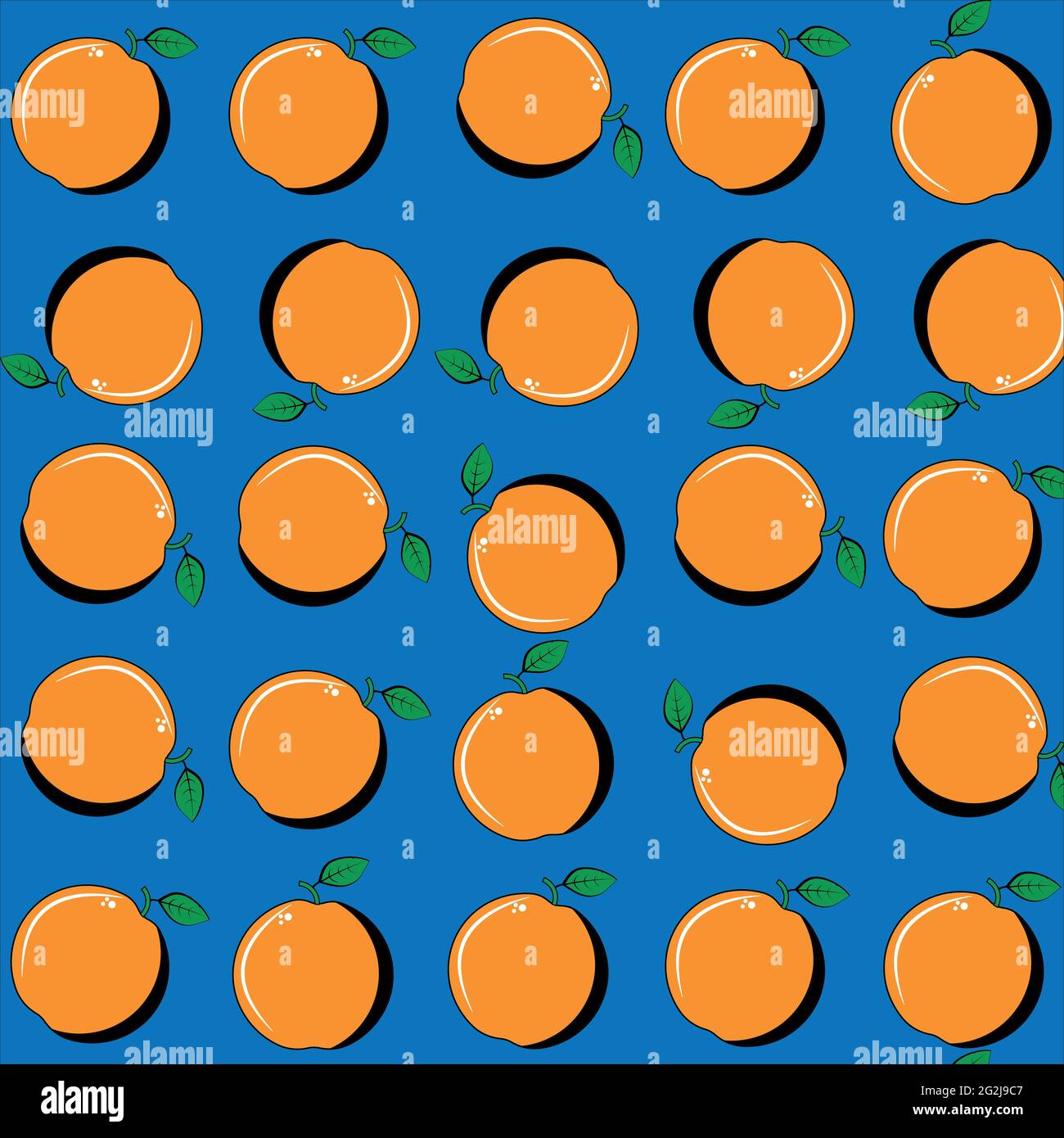 Vector seamless pattern with fruits oranges on a blue background. seamless summer pattern background vector format Stock Vector