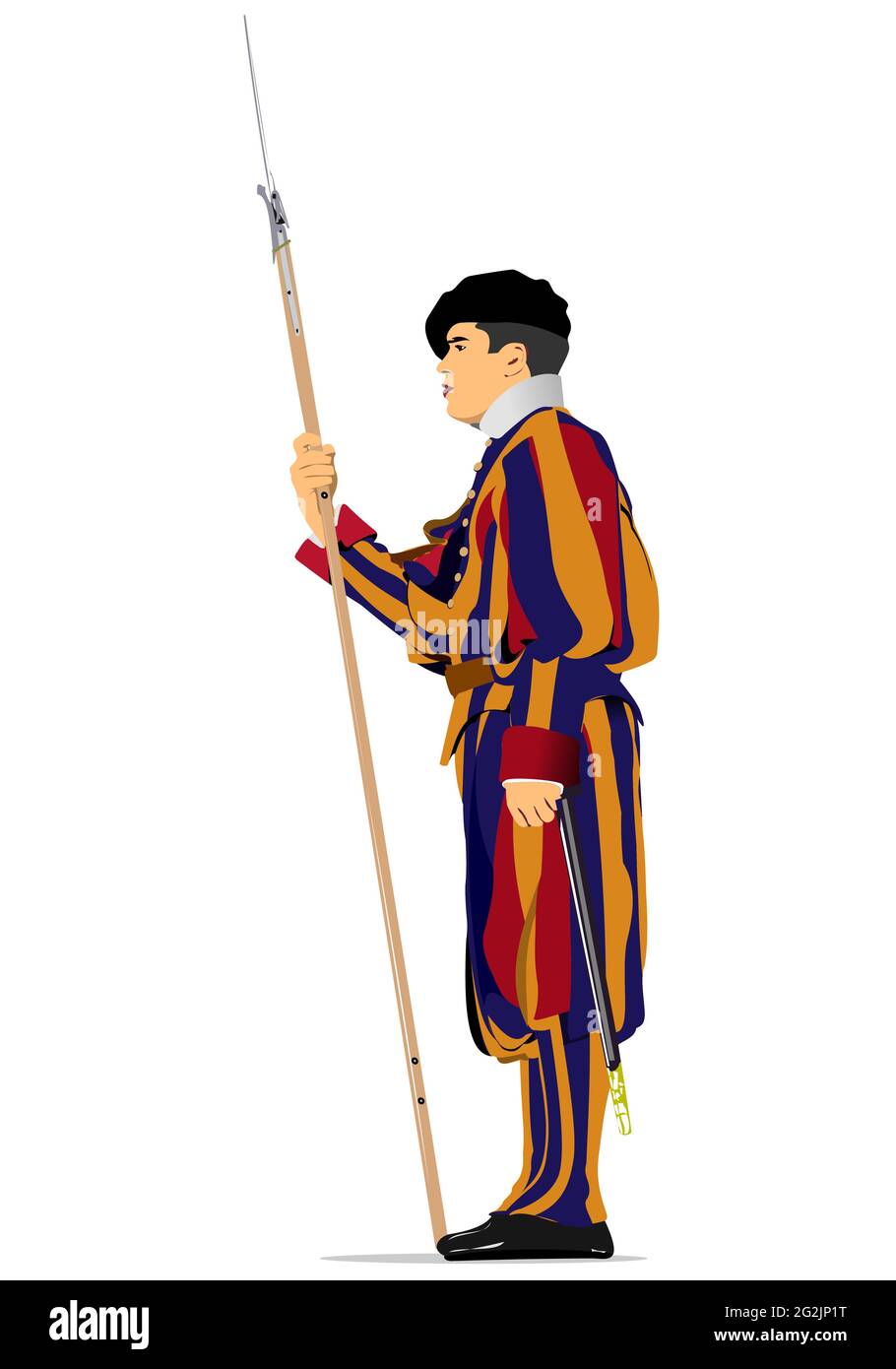 Swiss Guard of Vatican City. 3d vector illustration Stock Vector