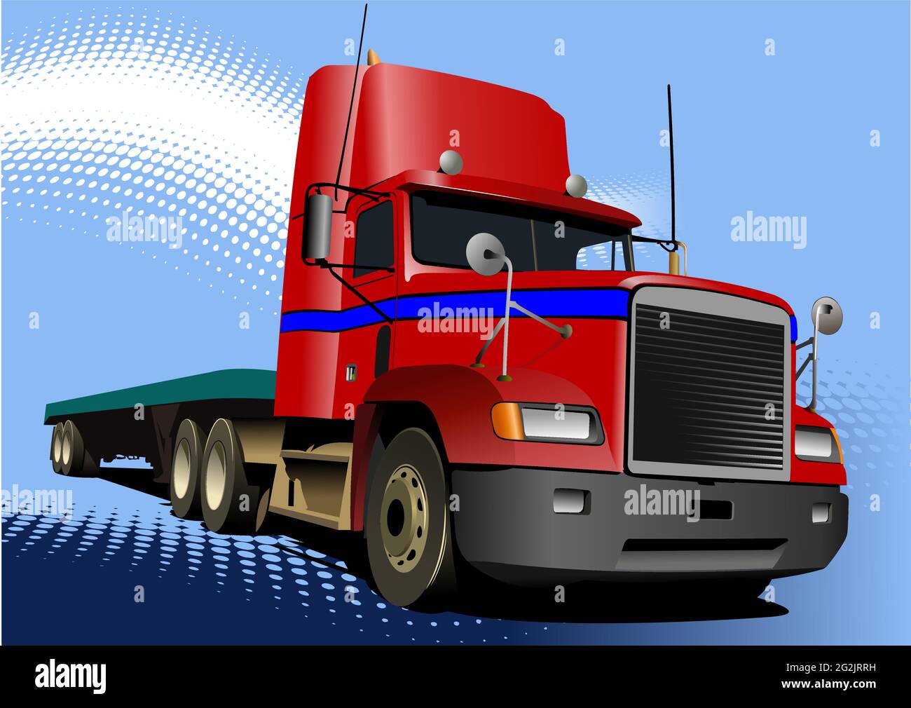 Vector illustration of red truck. Lorry. 3d illustration Stock Vector