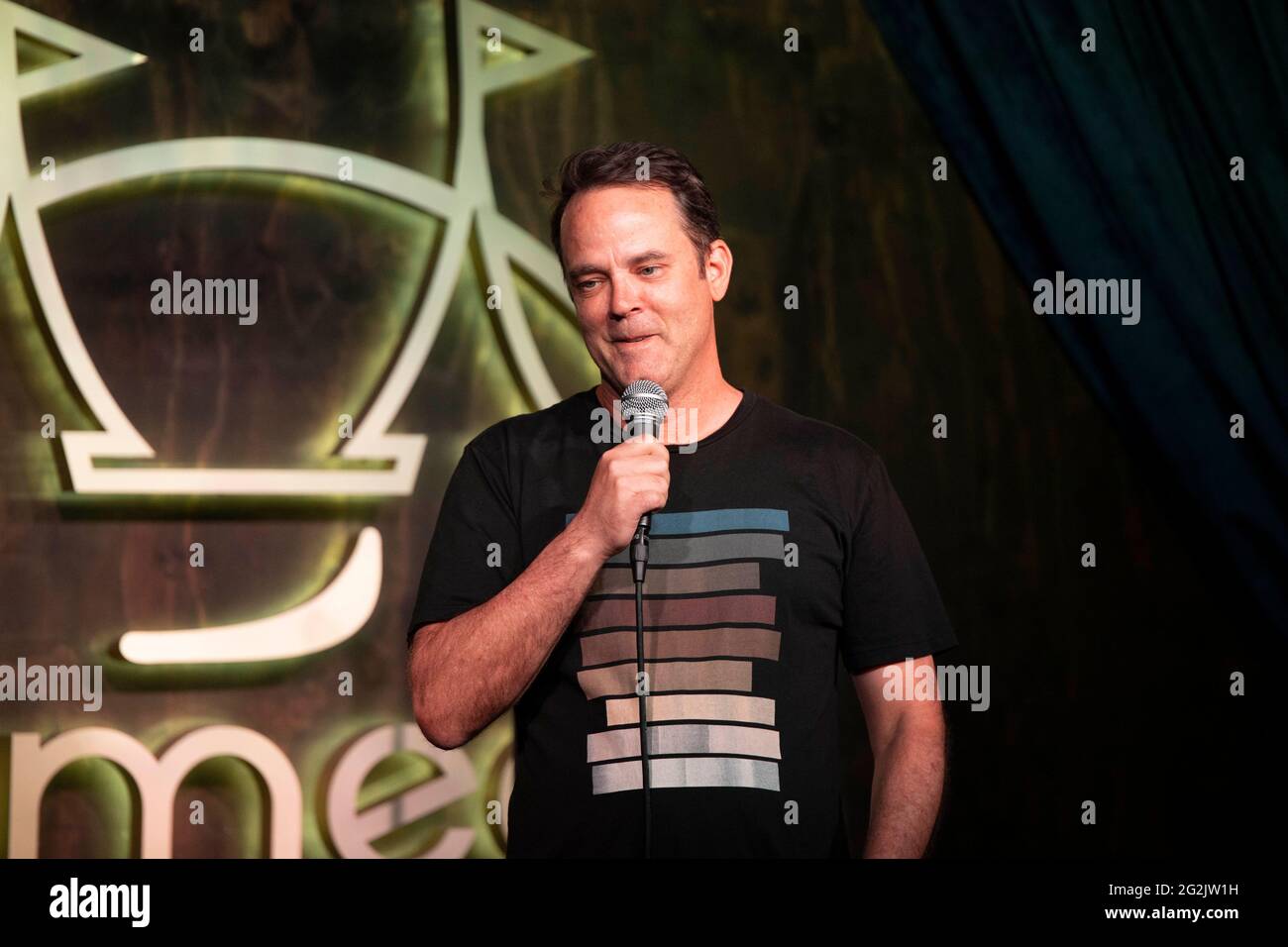 Los Angeles, USA. 11th June, 2021. Greg Baldwin performs at The Shindig Show debut at the Comedy Chateau, Los Angeles, CA on June 11, 2021 Credit: Eugene Powers/Alamy Live News Stock Photo
