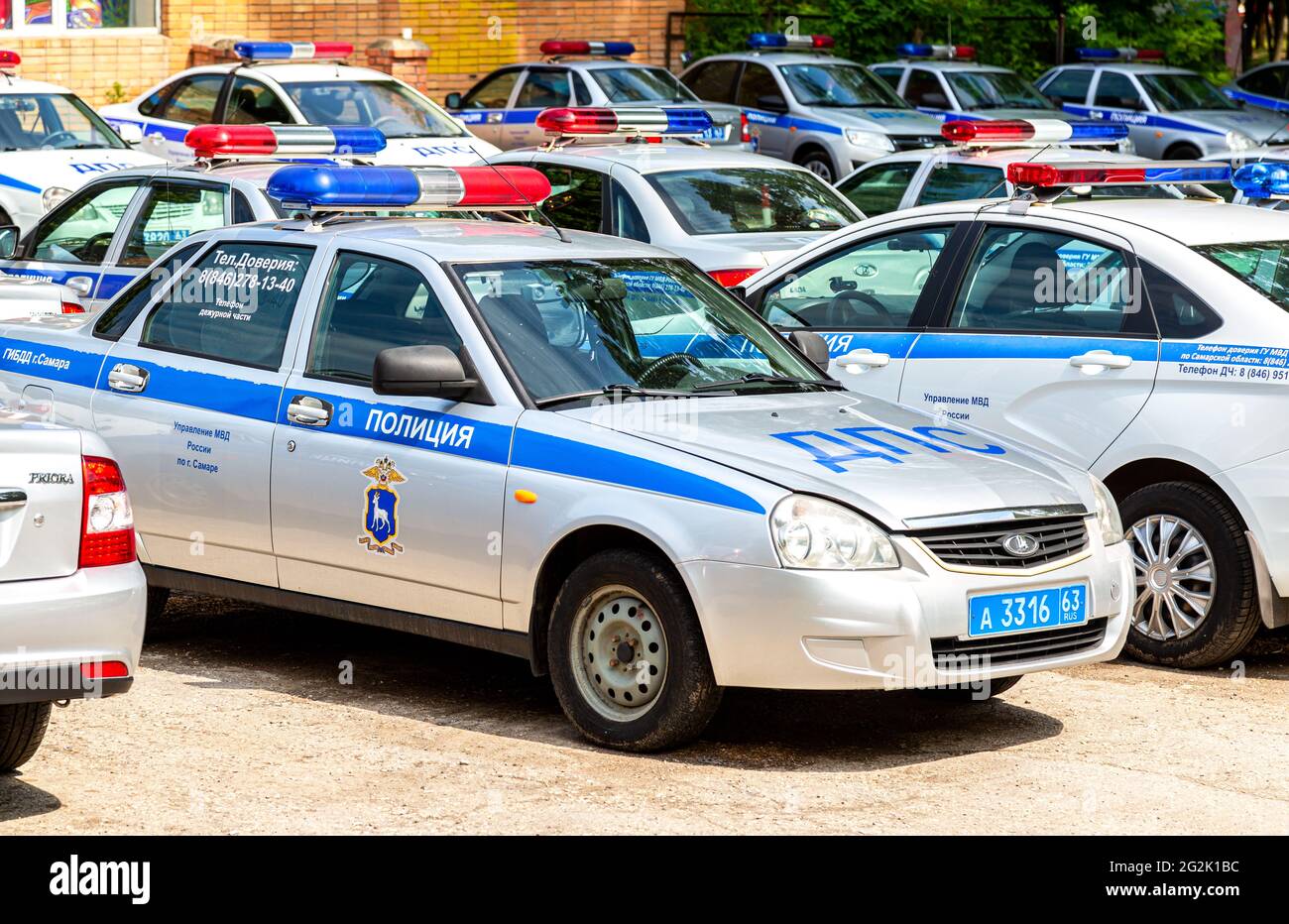 Samara, Russia - June 2, 2021: Russian police patrol cars of the State ...