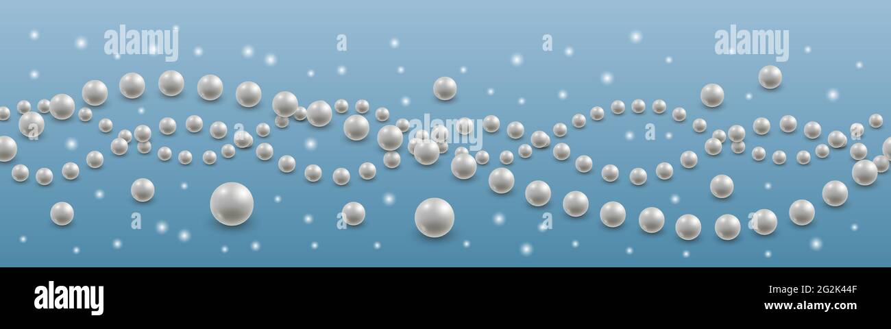 Threads of pearls. Background pattern, seamless horizontally. Realistic ...