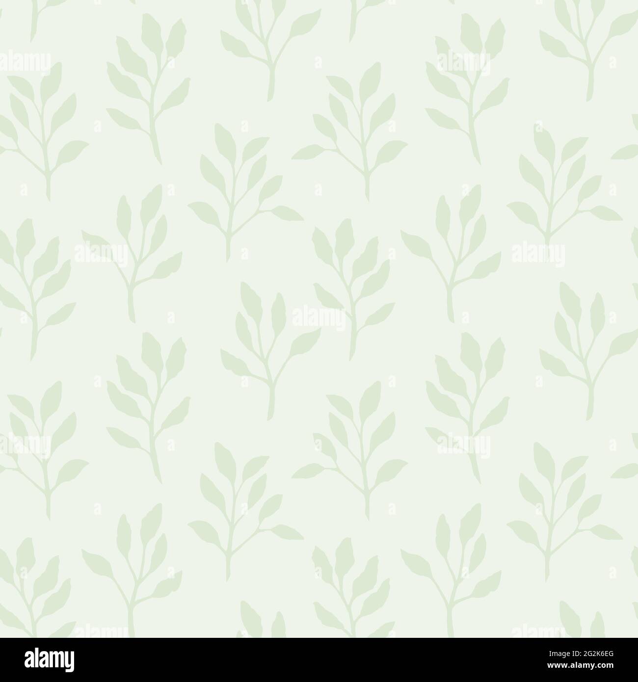 The square vector pastel green plant pattern textured seamless wallpaper background Stock Vector