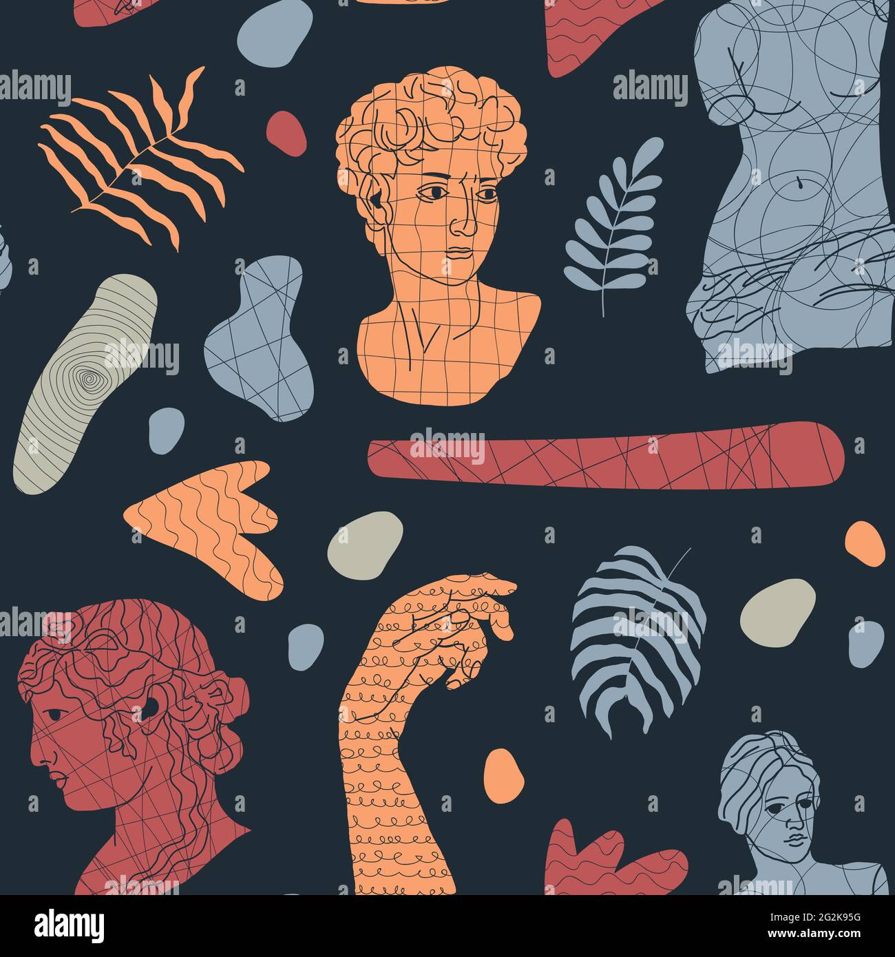 Abstract seamless pattern with antique elements. Stock Vector