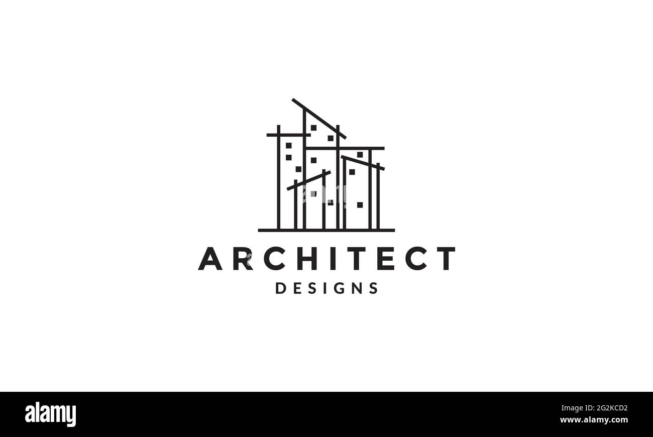 high building lines construction architect logo vector icon