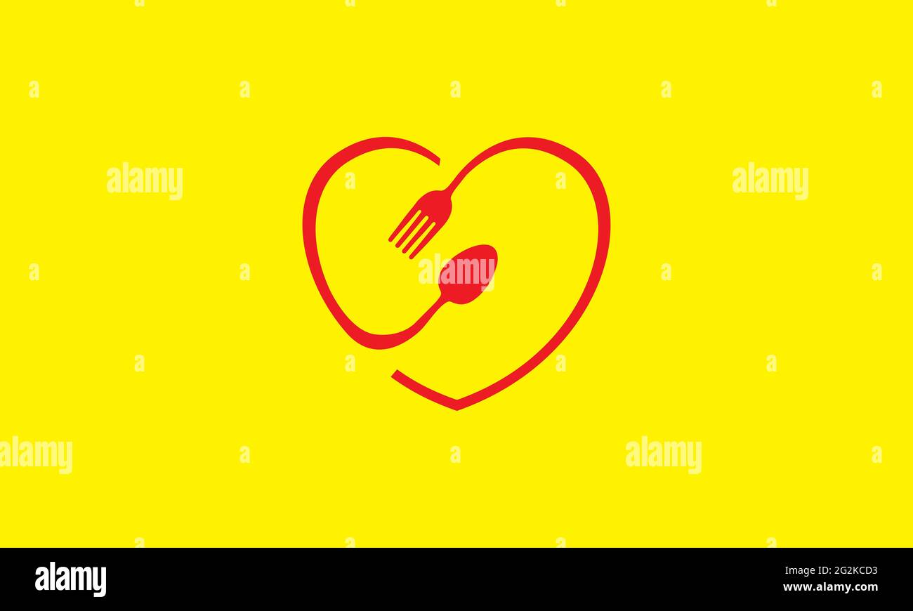 love shape with spoon fork logo vector icon illustration design Stock Vector