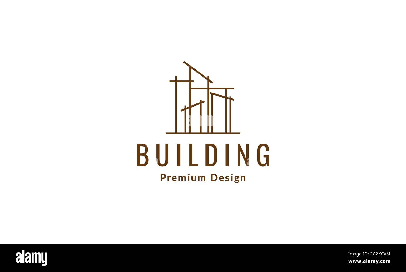 high building lines construction architect logo vector icon