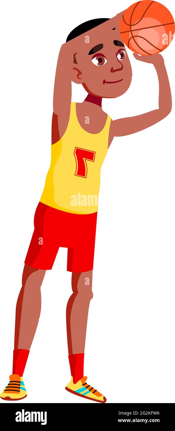 cartoon black boy playing basketball