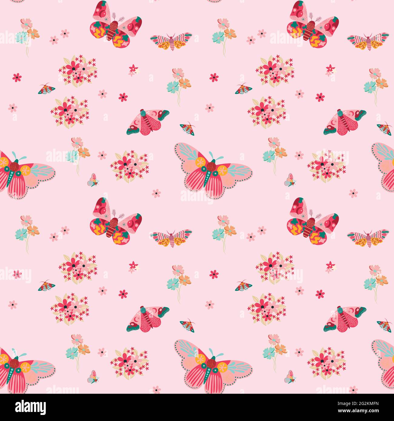 Classic wallpaper vintage flower pattern background with butterfly