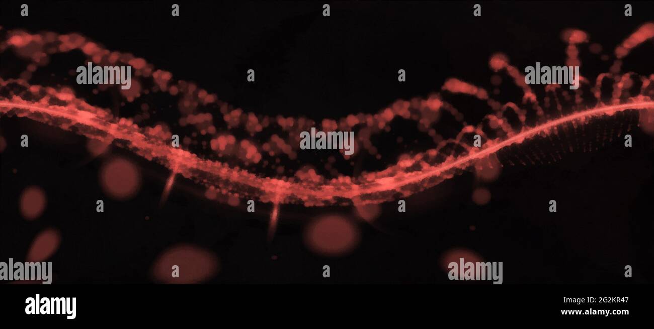 Abstract red spiral. Wide panoramic view. Black background Stock Photo