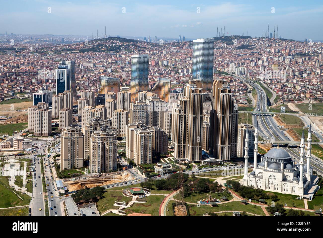 Modern skyscraper apartment view in Istanbul Ataşehir.Atasehir,Istanbul,Turkey - 04-02-2013 Stock Photo