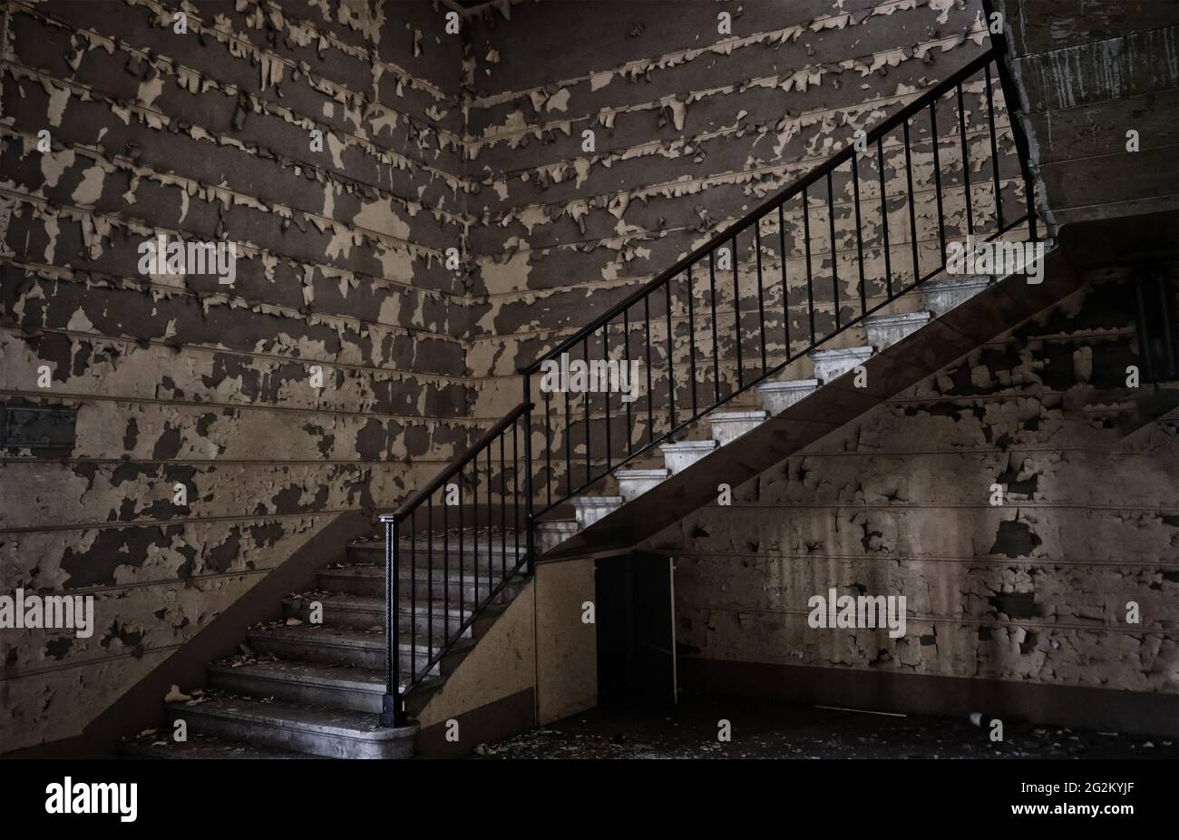 Stairs In A Abandoned Interior Architecture Of Old Building Stock Photo 