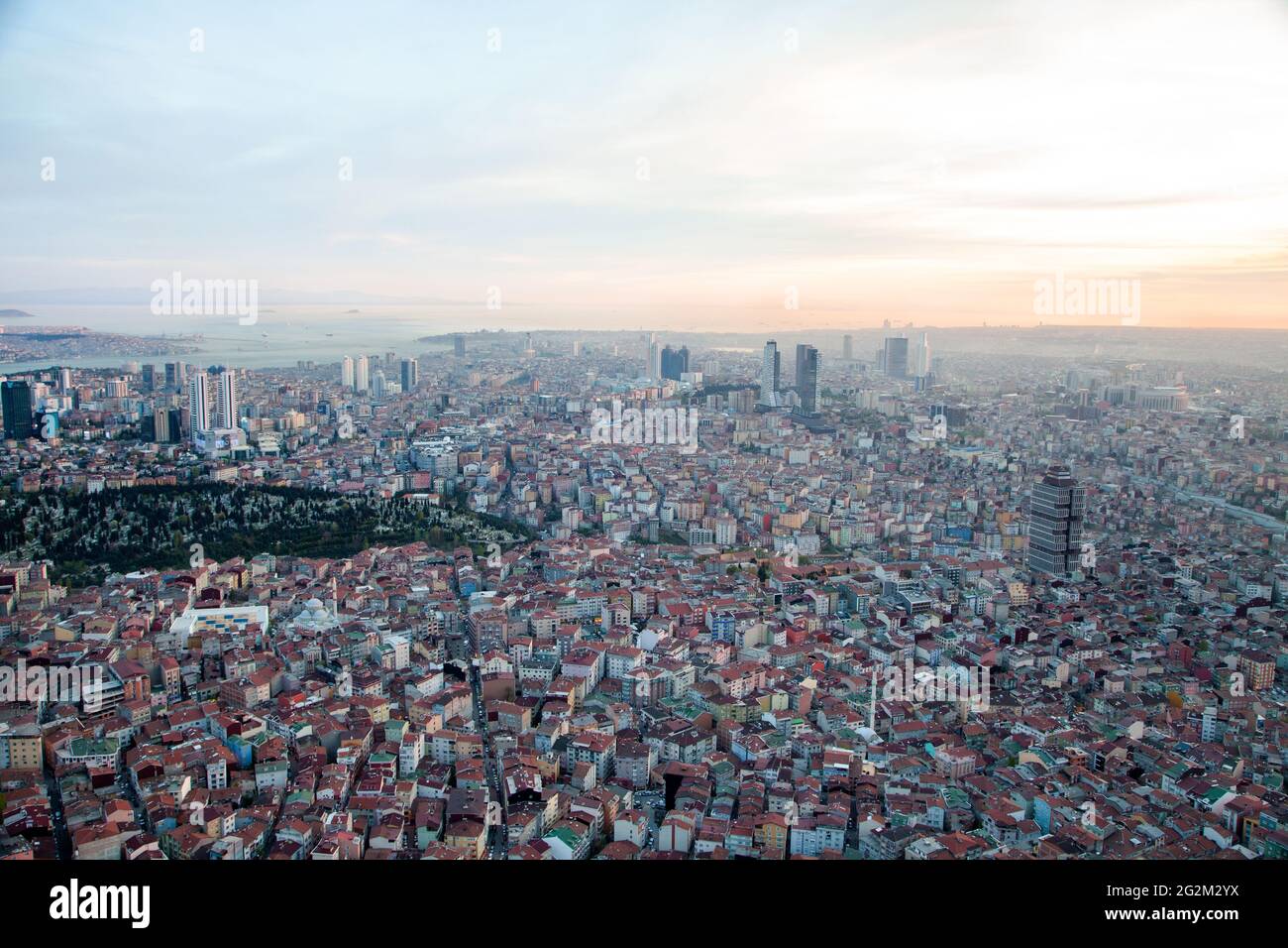 Istanbul city and the sea of marmara aerial view Stock Photo