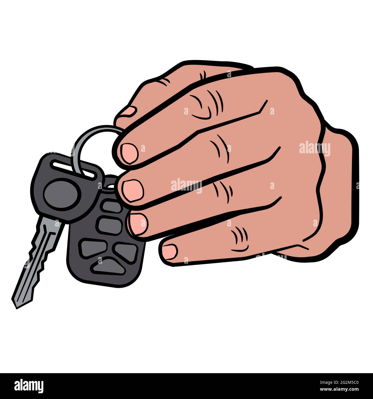 illustration of the man hand holding the auto car keys Stock Vector