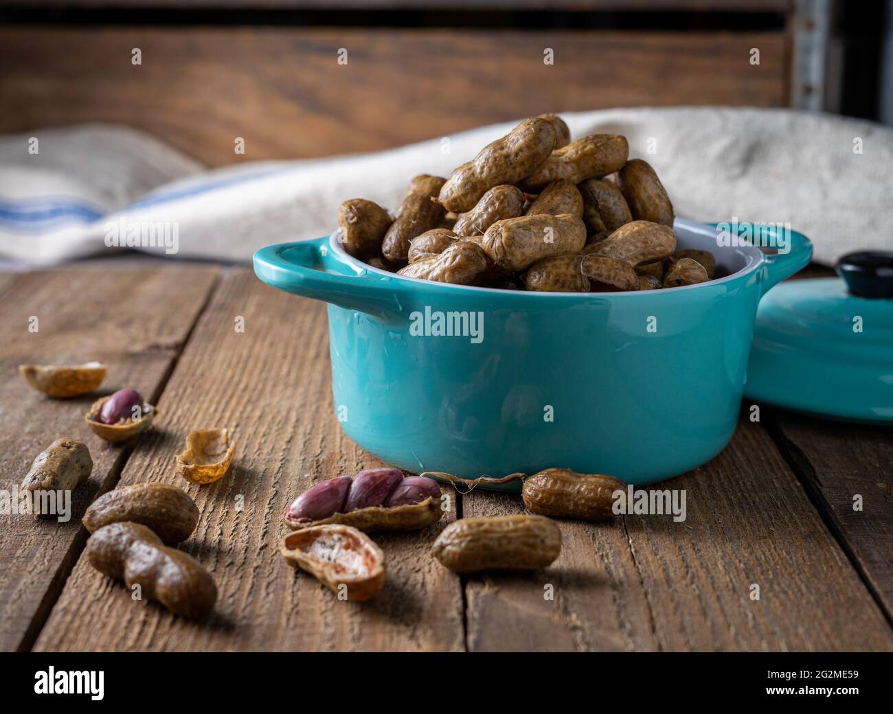 Bowl of boiled peanuts. Stock Photo