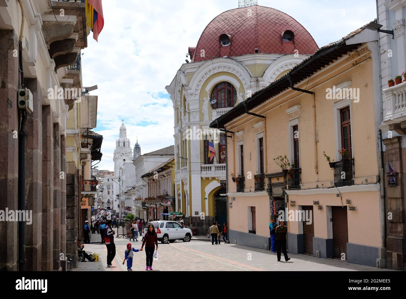 Ecuador Quito - Historical Center street photo Stock Photo