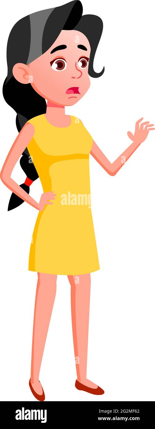 shocked girl looking at seasonal discount in clothes store cartoon vector Stock Vector