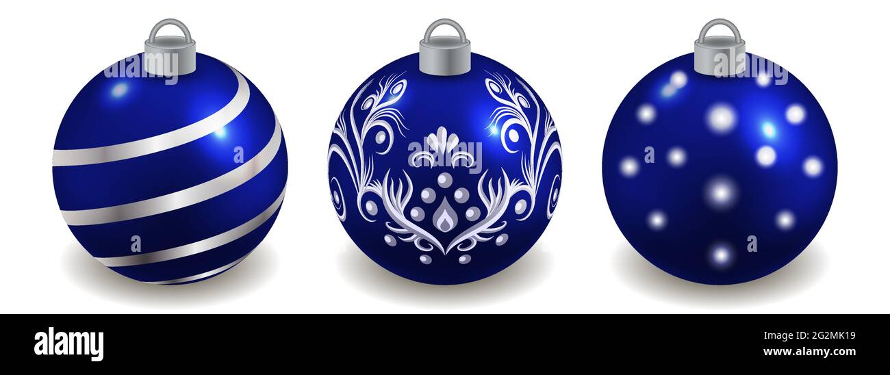 Christmas Background With Blue And Silver Decorations Vector Eps10