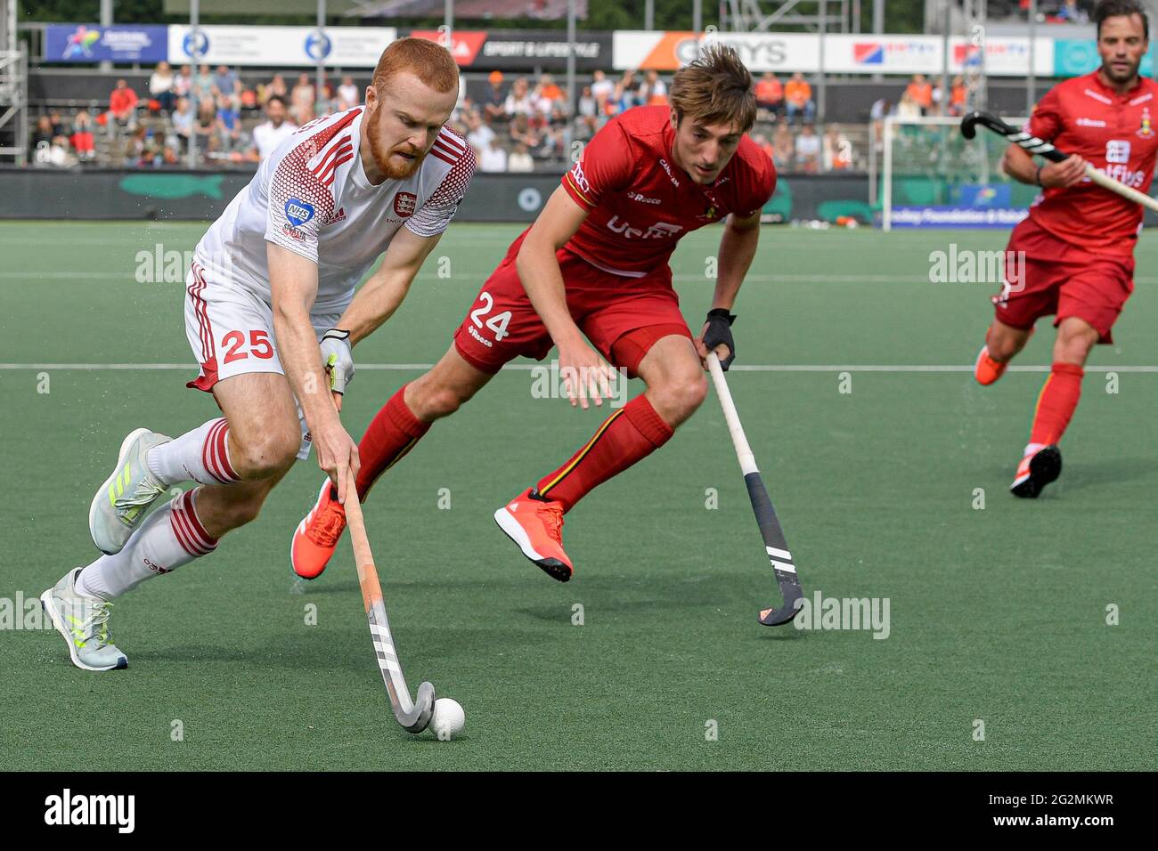 AMSTELVEEN, NETHERLANDS - JUNE 12: Jack Waller of England, Antoine Kina ...