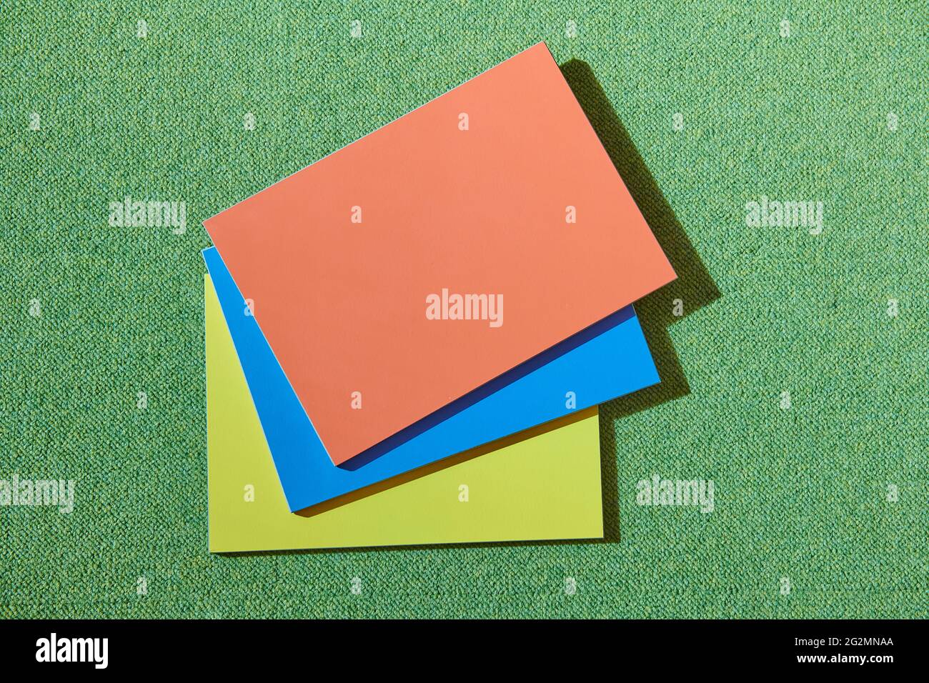 red-yellow-blue on a green background rectangular texture tiles Stock Photo