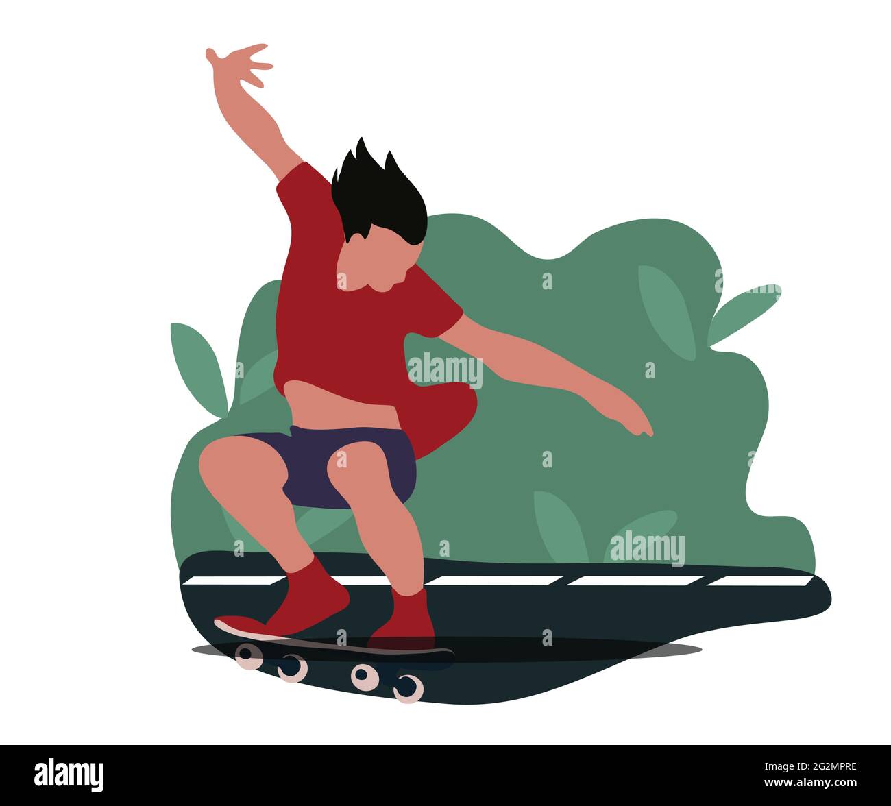 Speed skating young man flat style illustration vector Stock Vector