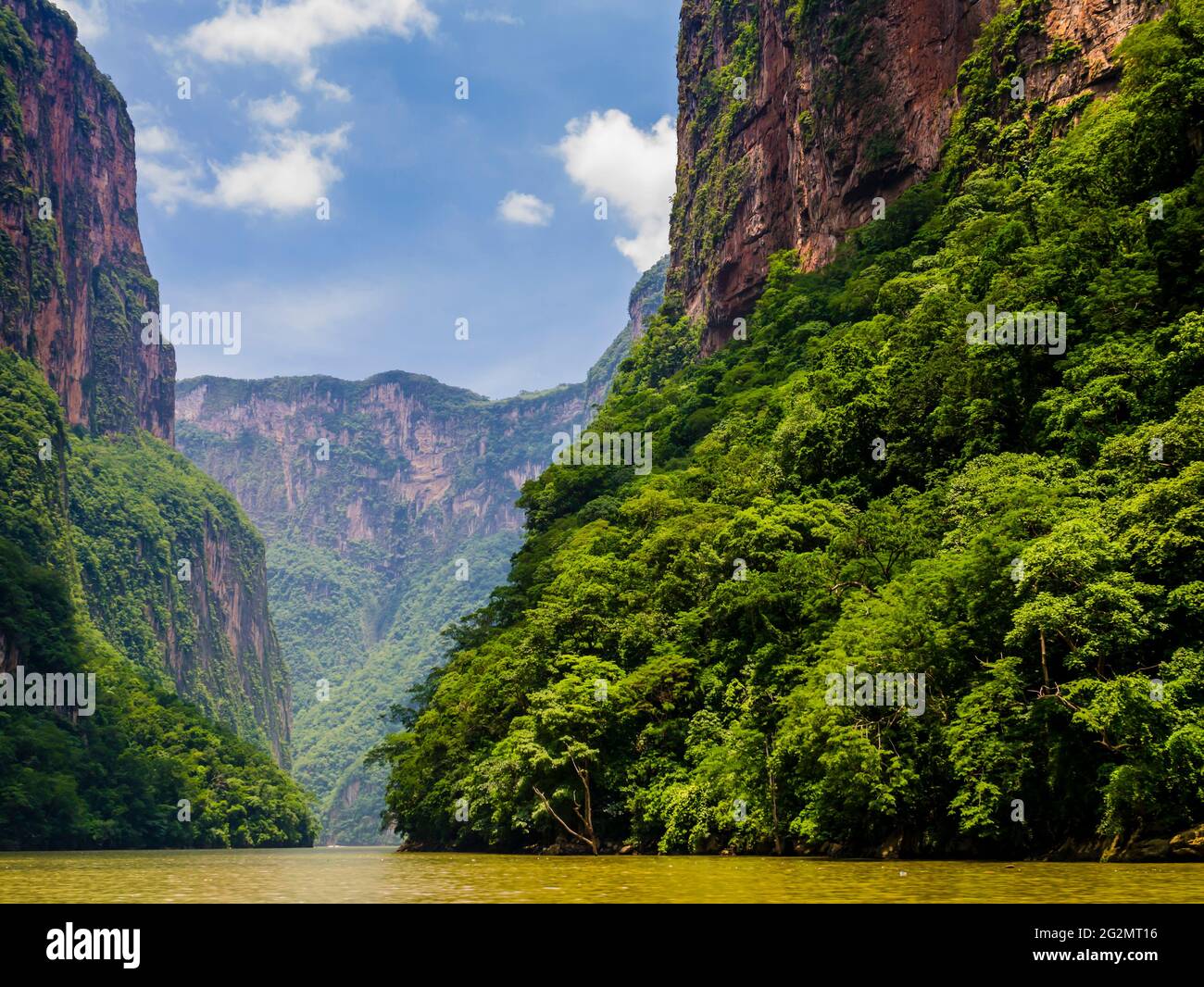 Impressive view of Sumidero Canyon and its lush forest from Grijalva river, Chiapas, Mexico Stock Photo